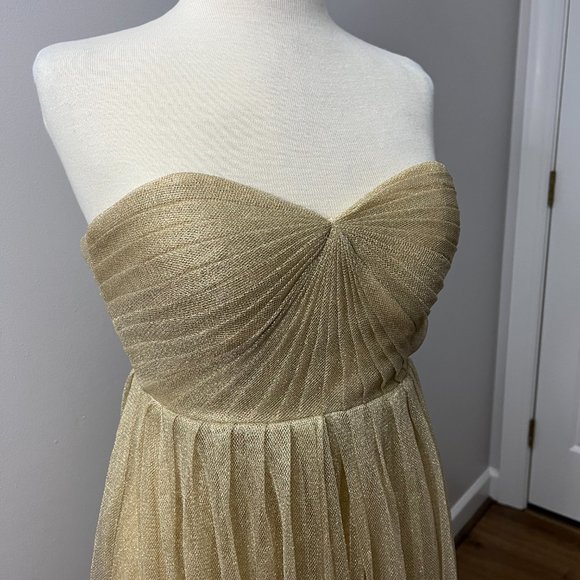 Jenny Yoo Anabelle Gold Tulle Convertible Gown Dress Sz 4 - Picture 3 of 16